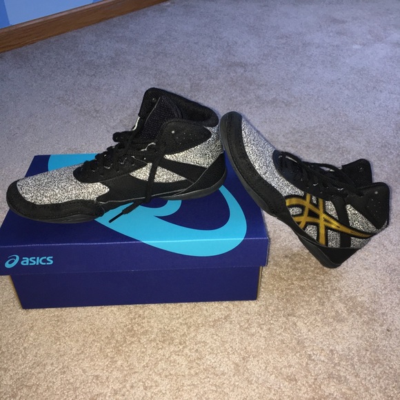 Asics Shoes Black And Gold Asics Boxingwrestling Shoes Poshmark
